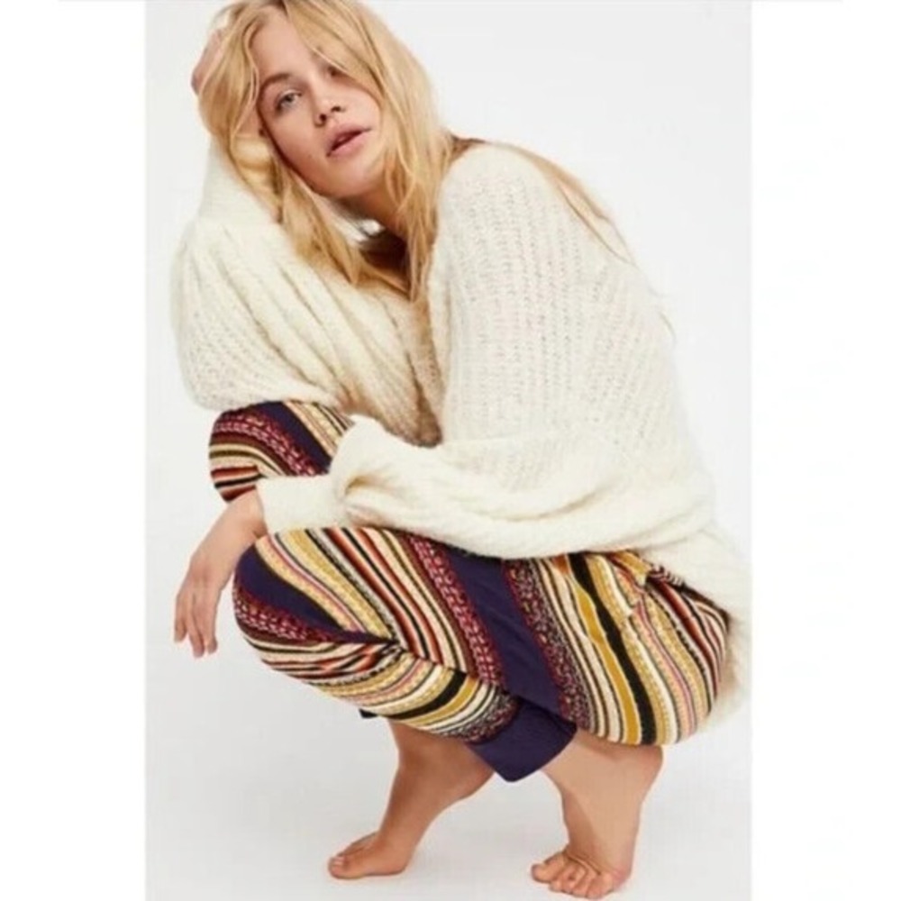 Free People All Mixed Up Knit Stripe Jogger Pants Lounge Drawstring Boho Size XS - Picture 16 of 16